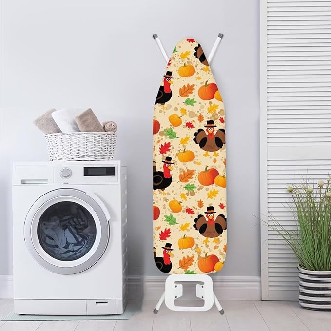 Ironing Board Cover with Elastic Edge Thanksgiving Turkey Pumpkin Table Top Ironing Board Cover Ironing Accessories 54x15 inches