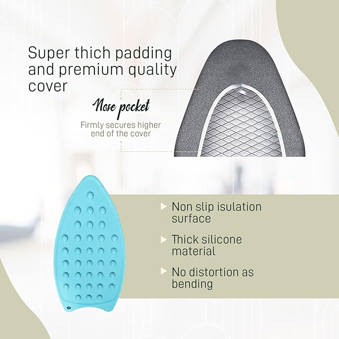 Full Size Ironing Board Cover and Pad 15x54 w/ Silicone Mat | Polyester Cotton Mesh Large Ironing Board Cover and Pad | Ironing Board Covers with Padding Standard Size | Iron Board Cover With Padding