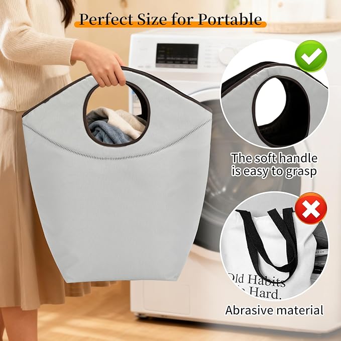 90L Foldable Storage Hamper Bag with Soft Padded Handle, 22x21x12inch Multi-Purpose Oxford Fabric Laundry Basket, Collapsible Storage Bag for Home, Bedroom, Dormitory, Travel & Outdoor