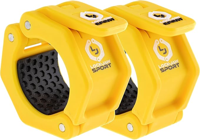 Lock-Jaw Sport Olympic Barbell Collar - Quick Release Barbell Clamp (Yellow)