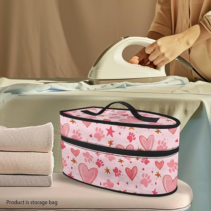 Hearts Dogs Paw Travel Iron Holder Case Irons Carrying Organizer for Most Iron and Accessories Irons Portable Storage Bags Dust-proof Bag Easy to Carry