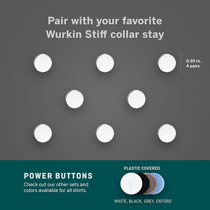 Würkin Stiffs Magnetic Power Buttons Pack of 8 | Magnets for Collar Stays in Storage Case | As Seen on Shark Tank