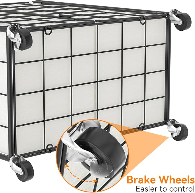 WOWLIVE Double Laundry Hamper with Wheels,Metal Wire Frame Rolling Laundry Basket with 2 Removable bags,120L Dirty Clothes Hamper Organizer Dorm Room Storage for Bedroom,Bathroom,Black and White