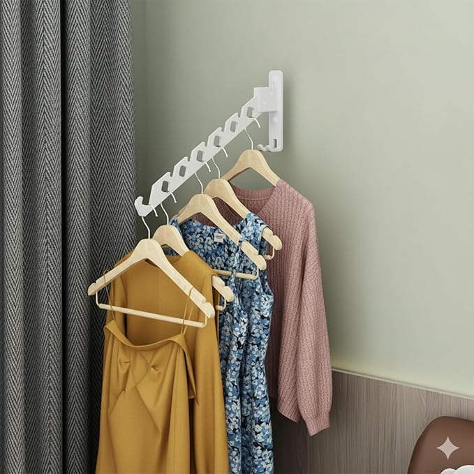Wall Mounted Clothes Drying Rack – Foldable Aluminum Laundry Hanger with 3 Adjustable Angles, 90° Space-Saving Design, Heavy-Duty for Bathroom, Laundry Room & Small Spaces (White, 1 Pack)