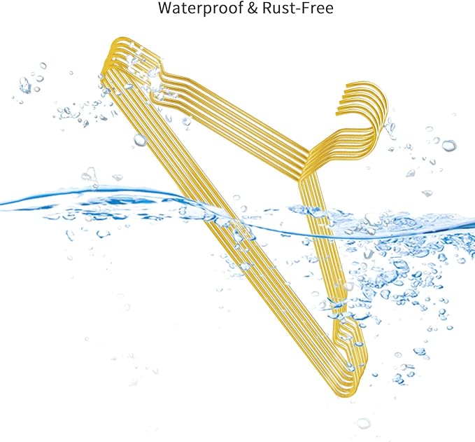 Nature Smile 17 Inches Shiny Gold Metal Clothes Hanger With Big Notches - Coat, Suit, and Dress Hanger - Pack of 10