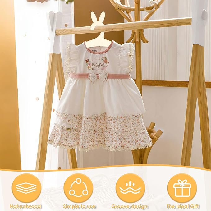 20Pcs Kids Wooden Hanger Wooden Baby Hanger Mini Toddler Children Clothes Hanger Cute Girl Boy Hanger Toddler Infant Hanger for Baby Jacket Skirt Sweater (Rabbit)