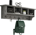 Alaterre Furniture Pomona Entryway Organizer – Rustic Industrial 48-Inch Wall-Mounted Coat Rack with 6 Double Hooks & 4 Open Cubbies – Solid Wood Mudroom Storage for Apartment or Hallway (Slate Grey)