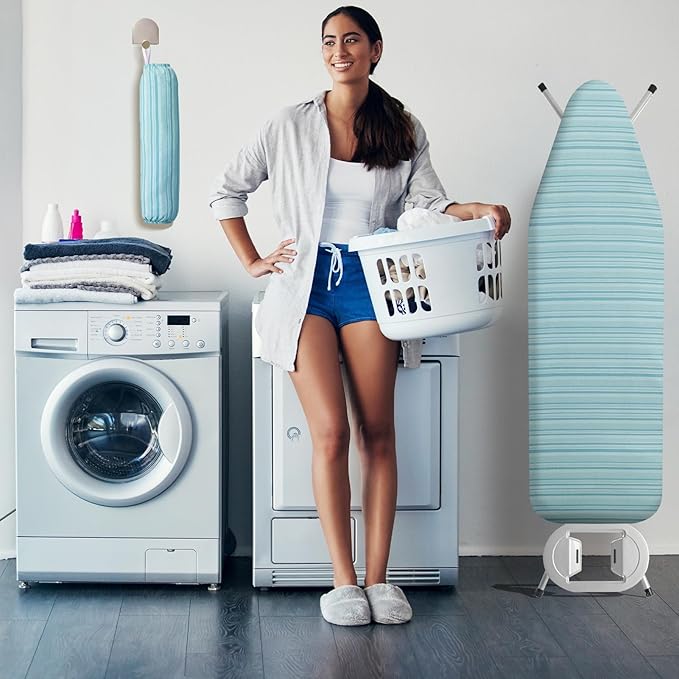 BNDX Ironing Board Cover with Padding 18" x 49" – Non-Slip, Heat-Resistant, Perfect for Busy Professionals, Working Parents, Sewing Studios – Ocean Breeze Stripes