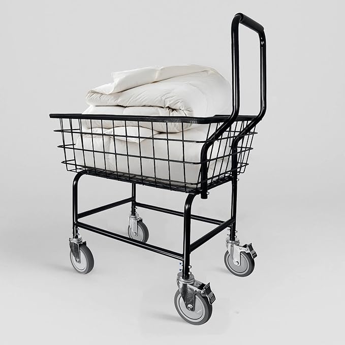 LVP Work Horse Commercial Laundry Cart with Removable Handle (Black, Regular)