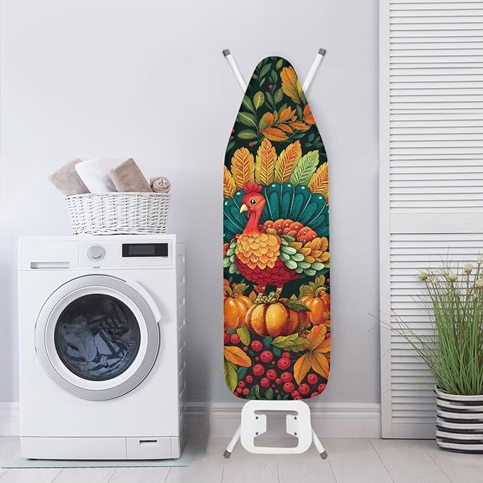 Turkey Thanksgiving Ironing Board Cover Standard Size Holiday Ironing Board Pad Protector with Elastic Edge Decor Home Gifts