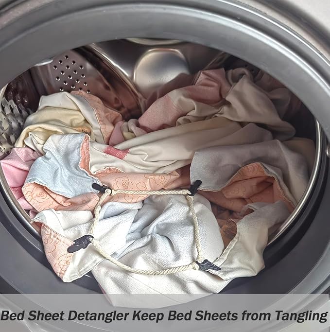 Reusable Bed Sheet Detangler Prevent Bed Sheets Tangles,Keep Bed Sheets/Duvet Covers/Blankets from Tangling and Twisting in Washer and Dryer, Saves Time and No Damage to Fabric (6PCS)