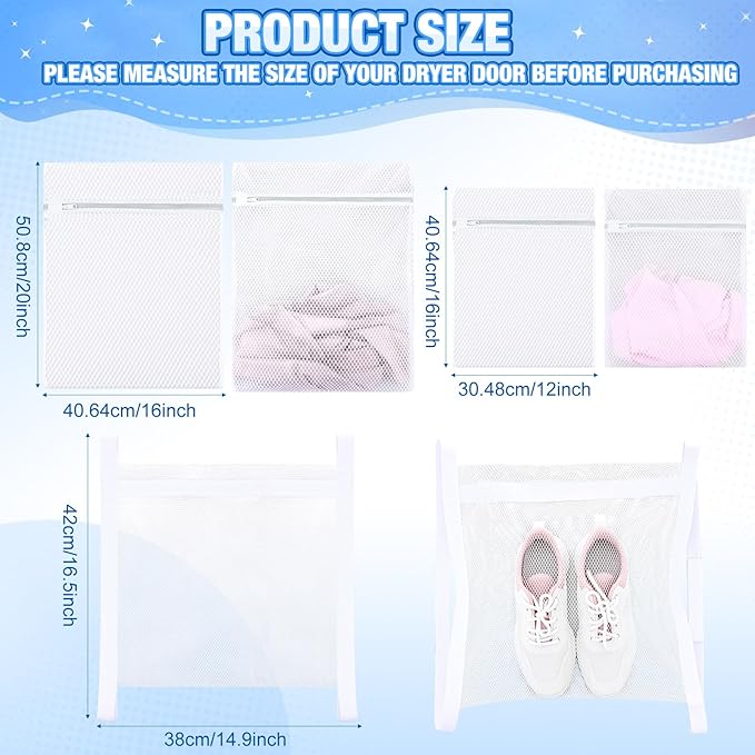 SATINIOR 7 Pcs Mesh Laundry Bags Sneaker Mesh Bags Suitable for Most Washing Machines and Dryers with Sturdy Zippers and Ties Laundry