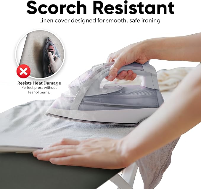 Home Intuition Extra Thick Ironing Board Cover and Pad Iron Scorch Resistant with Hook and Loop Secure Fastener and Elastic Edge,15x54, Standard Size Coated Thick Padding, Charcoal