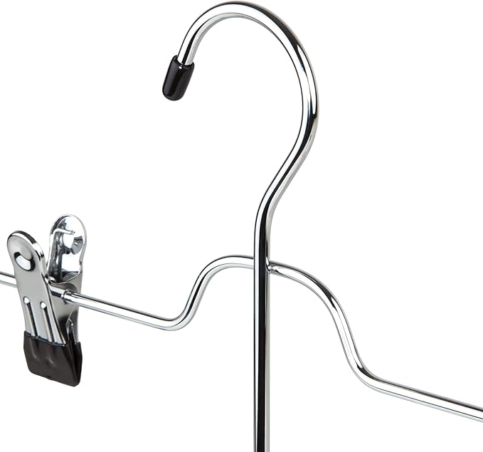 4 Tier Trouser/Skirt Hanger - Chrome & Black Vinyl - 2 PACK