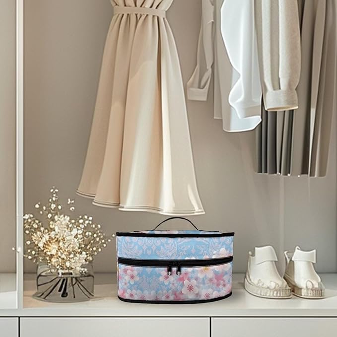 Cherry Blossom Iron Portable Storage Bag Fits for Accessories Travel Irons Easy to Clean Colorful Steam Iron Storage Bag with Smooth Zipper
