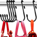 12 Pack Heavy Duty Twist Design Purse Hanger for Closet - Anti-Slip Vinyl Coated Metal 4 inch Large S Hooks, Multipurpose Organizer for Purses, Handbags, Belts, Scarves, Hats, Black