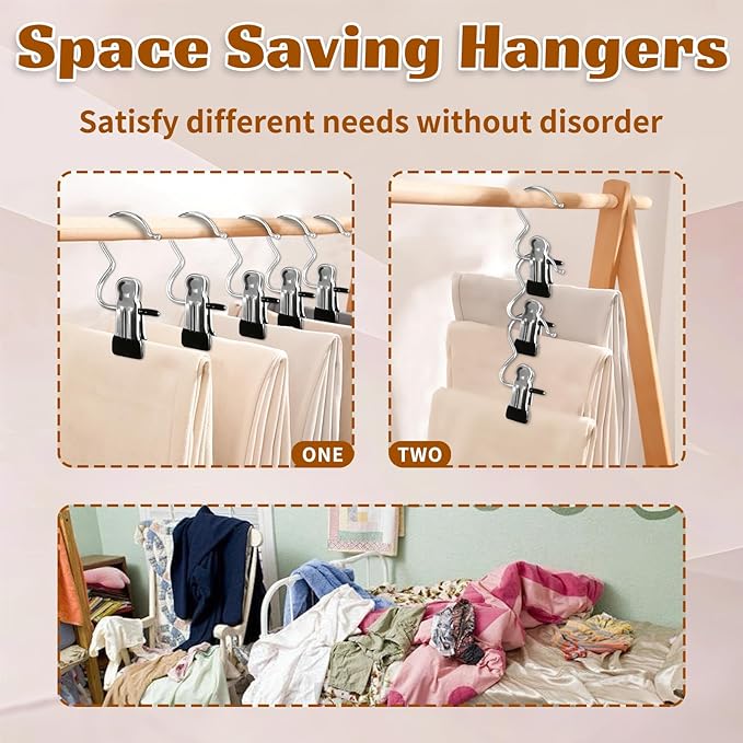 40 Pack Metal Clip Hangers Heavy Duty Single Hanger Clips for Closet Boot Hanger Clips for Wardrobe Travel Scarf Socks Gloves Hats