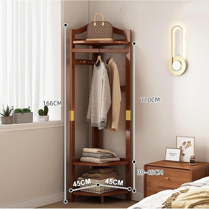 corner coat rack,hall tree,Solid wood clothes rack,Solid wood clothing rack with storage basket and hooks,garment rack for bedroom,living room,entryway,storage rack for clothes