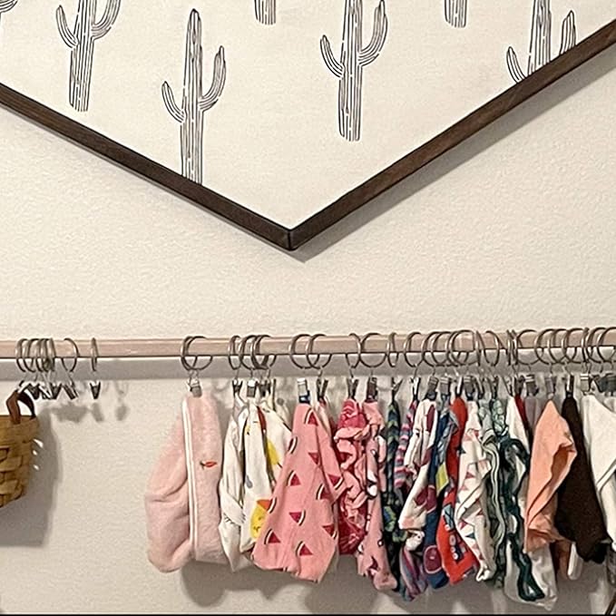 40 Pack Matte Silver Curtain Rings with Clips, Curtain Hooks Hangers Clip Rings for Hanging Drapes Bows Hat, Drapery Rings 1.77 in I D, Fits up to 1.5 in Diameter Curtain Rod.