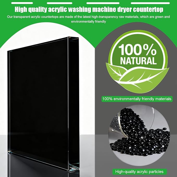 Laundry countertop Single Acrylic Single Laundry Countertop, 27.5″ W*27.5″ D*3.1″ H, Topper for Washer and Dryer with Non-Slip Mat for One Unit Only Washer or Dryer (Transparent)(Black)