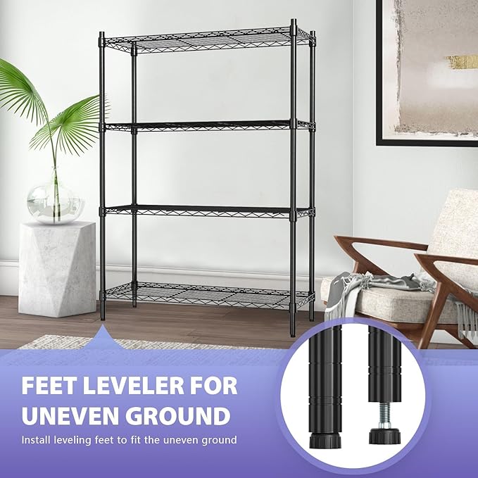YRLLENSDAN Heavy Duty 4-Tier Wire Shelving Unit – NSF Certified Adjustable Metal Storage Rack for Kitchen, Garage, Pantry – 1000 lbs Capacity – 36" W x 14" D x 54" H ﻿