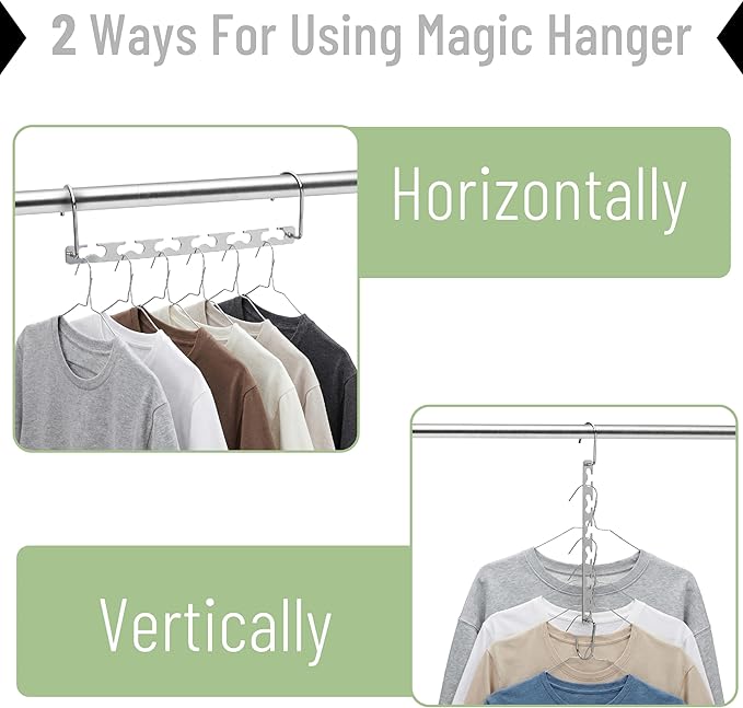 Mr. Pen- Metal Space Saving Hangers for Clothes, 20 Pack, 6 Slots, 360° Rotating Hooks, Metal Hangers, Wardrobe Organizer, Magic Cascading Hanger, Closet Space Saver, Closet Organizers and Storage