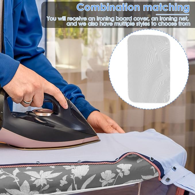 Ironing Board Cover and Pad 19"x55" Extra Thick Natural Cotton, Iron Board Cover Fits Most Ironing Boards with retractable drawstring, Scorch and Stain Resistant Padding, Heavy Duty Elastic Edge