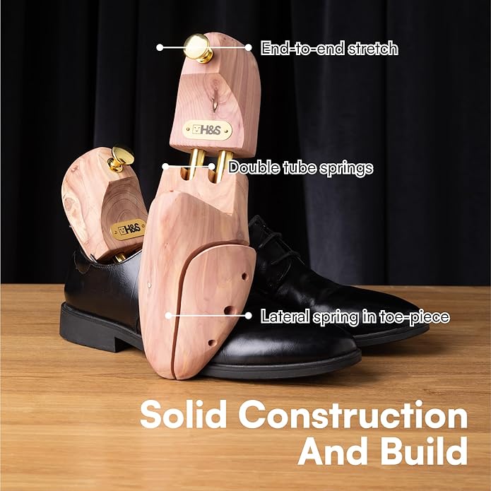 H&S Cedar Wood Shoe Tree Wooden Shoe Stretcher Shaper, Wood, EU 45-46 / UK 10.5-12