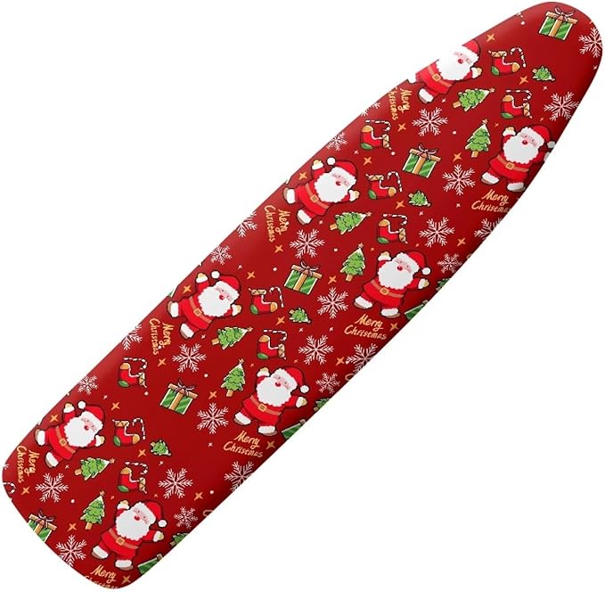 Xmas Ironing Board Cover with Elastic Edge Santa Claus Table Top Ironing Board Cover and Pad Stain Resistant Iron Pads for Ironing Ventilate 54x15 inches
