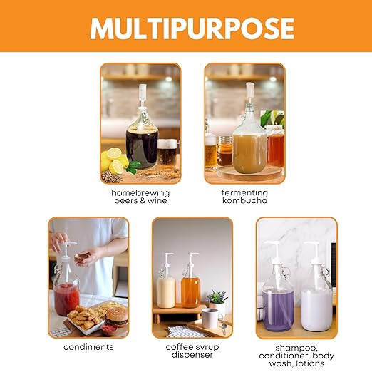 Fastrack 4-Pack 1 Gallon Glass Jug (128 oz) WITHOUT CAPS – Multipurpose 1 Gallon Jug, & Detergent Dispenser for Laundry, Glass Jar for Liquids, Water & Juice
