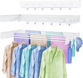 Drying Rack Clothing,Clothes Drying Rack Wall Mounted,Laundry Drying Rack Wall Mount,Foldable,Collapsible,60 lb Capacity 5 Aluminium Poles with 6 Hooks,Space Saving Clothes Drying Rack,White 40"