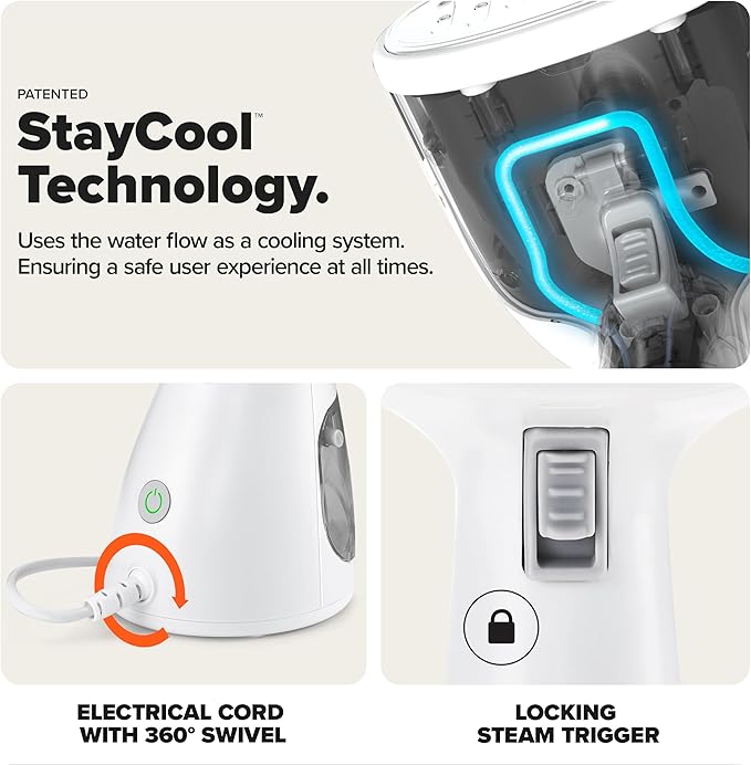 Dupray Voila 3-in-1 Clothes Steamer, Portable Handheld Garment Steamer, Heated Stainless Steel Plate, 30-Second Heat-Up, Portable Travel Steamer for Fabrics