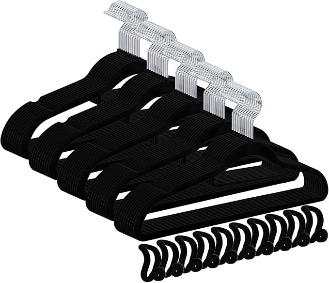 50+10 Pack Non-Slip Velvet Hangers Suit Clothes Hanger Space Saving Hangers 15~20LBS Heavy Duty Hangers 16.5inch