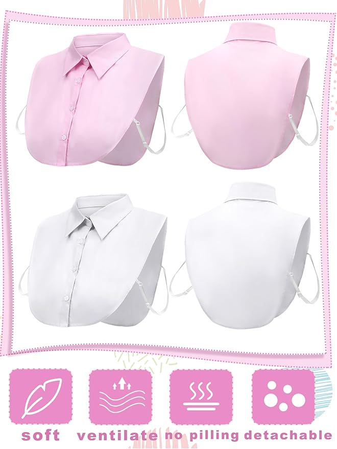 Tatuo 2 Pieces Fake Collar Detachable Collar for Women Shirts Dickey Half False Blouse Dickey