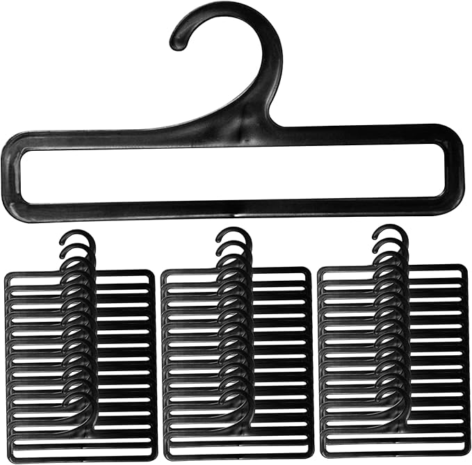 Pants Hangers Scarf Hanger 50Pcs 6.7X3.2In Flexible Leggings Hanger Rectangular Pants Hangers Windproof Pp Clothes Hangers for Home Dorm Hotel, Black