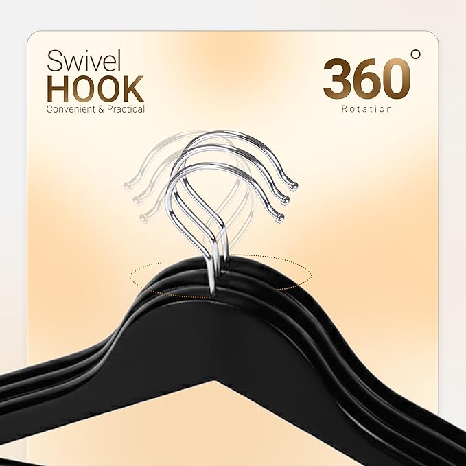 Utopia Home Premium Wooden Hangers 30 Pack - Durable & Slim Coat Hanger - Suit Hanger with 360-Degree Rotatable Hook - Wood Hangers with Shoulder Grooves (Black Color)