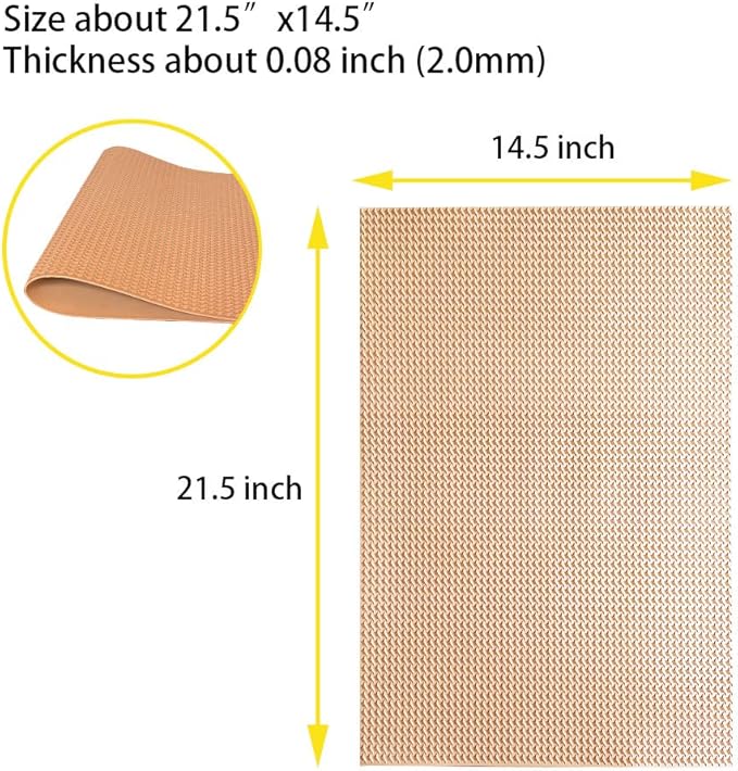 Unikstep, Rubber Sheet, 21.5"x14.5", Thick 0.08", for Shoe Sole Heel Repair, Furniture Pad, Vibration Reduce, DIY Gasket Seal Pad, Floor Anti Slip Cushion (Khaki Color T Pattern)