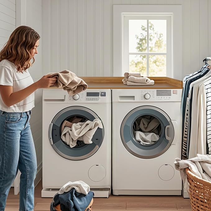 Washer Dryer Countertop, Laundry Topper Countertop for Washer and Dryer, 54" Width x 27.5" Depth Laundry Room Organization Storage (Dark Wood)
