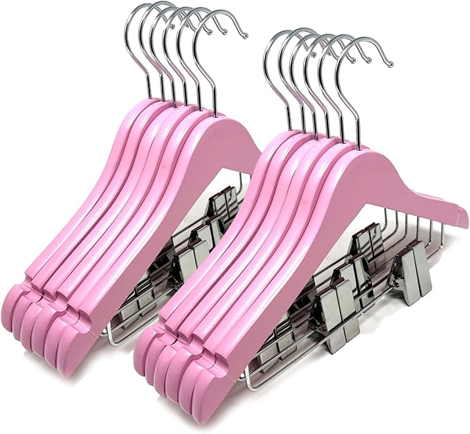 Kids Hangers with Metal Clips Pant Bar 4T-10 (Lilac Sachet Pink)
