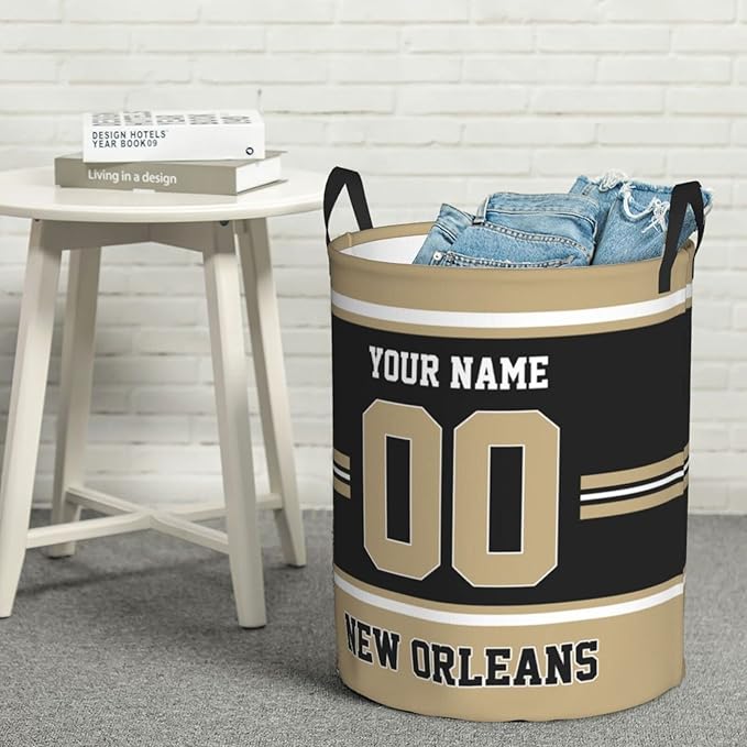 Custom New Orleans Laundry Hamper Personalized Laundry Basket Customized Name And Number Collapsible Storage Basket for Bedroom Bathroom Living Room Gifts