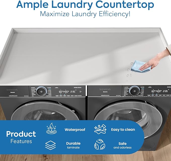 Washer Dryer Countertop, 27.5" x 54" Washer and Dryer Countertop with Non-Slip Pad,Large Laundry Topper for Laundry Room Organization