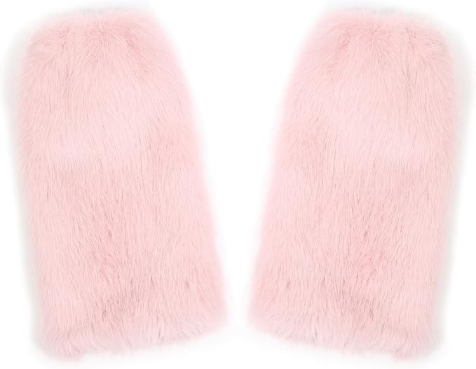 LA CARRIE Women Fuzzy Faux Fur Leg Warmers Fluffy Winter Long Foot Cuffs Furry Boot Socks