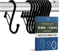 10-Pack Metal S Hooks for Hanging – Heavy-Duty S-Shaped Hook with Safety Buckle – Fits Bars up to 0.6 in – Anti-Drop Hooks for Kitchen, Pot Racks & Towel Bars – Black (Small)