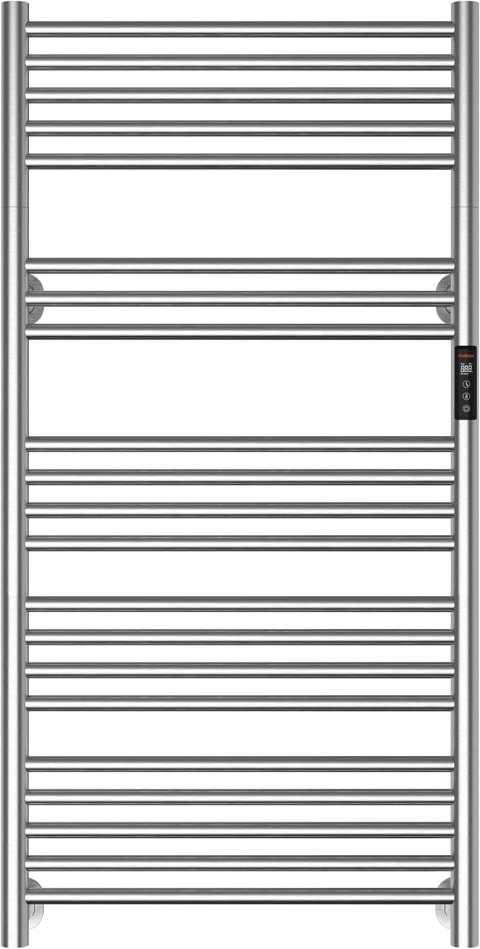 High-Density Foldable Heated Towel Rack, Smart Dual-Zone App/Voice Control Towel Warmer Rack, GFCI Plug-in/Hardwired, Wall-Mount, Drill-Free Install,Brushed, CA3-1100X550-Ultra-S