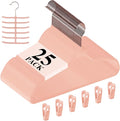 VECELO Premium Velvet Clothes Hangers Suit Heavy Duty (25 Pack)-Non Slip & Space-Saving with 6 Finger Clips & Tie Rack Excellent for Men and Women，Pink
