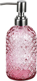 Funly mee Bathroom & Kitchen Glass Hand and Dish Soap Dispenser with 304 Rustproof Stainless Steel Pump (Pink)