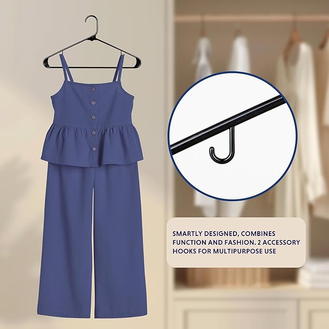 InfiniPower 30 Pack Plastic Hangers, Heavy Duty Hangers with Non-Slip Swivel Hooks for Shirts/Coats/Dresses, Black