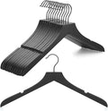 TOPIA HANGER Black Wooden Hangers, Rubber Wood Clothes Hangers with Rotatable Black Hook and Smooth Cut Nothces, Set of 12 for Coats, Suits, Jackets, Sweaters, Dresses - CTS01B