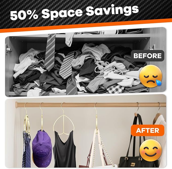 Multipurpose Closet Hangers- Tie and Belt Hanger for Closet- Ideal for Storing Belts, Ties, Scarfs, Baseball Hats, Purses & More- Great Space Saving Belt Organizer for Wardrobe
