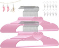 Plastic Hangers 80 Pack, Pink Clothes Hanger with 10 Clips- Ultra Thin Space Saving with 360 Degree Swivel Hook -Strong Adult for Dress,Shirt,Coats